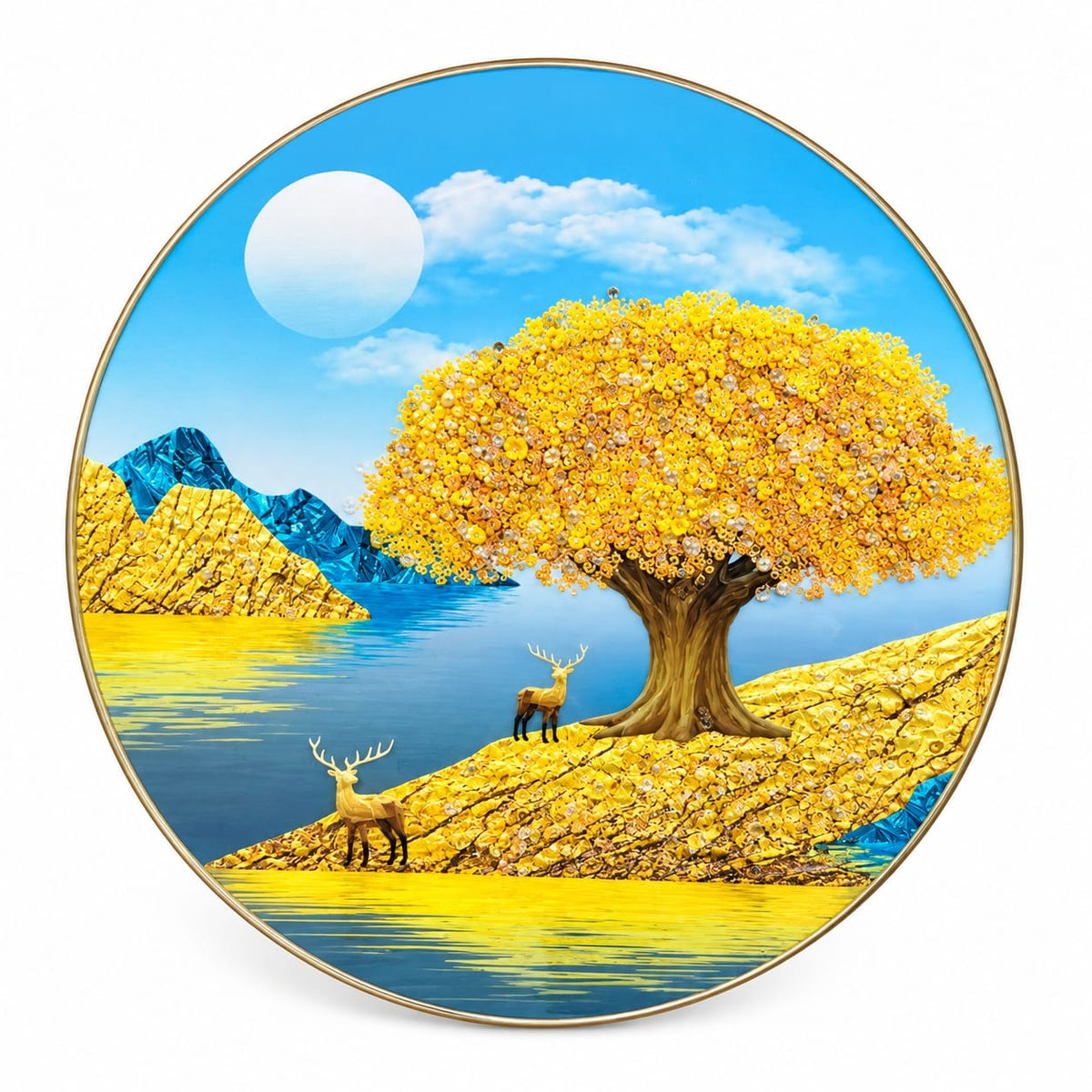 Golden Tree Lake Wall Art form painting