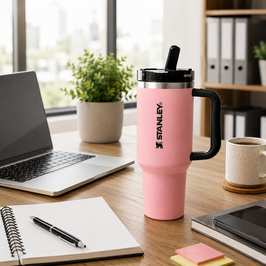 Stainless Steel Flowstate Tumbler with Handle, Large Travel Mug Water Cup for Gym, Office & Outdoor Use