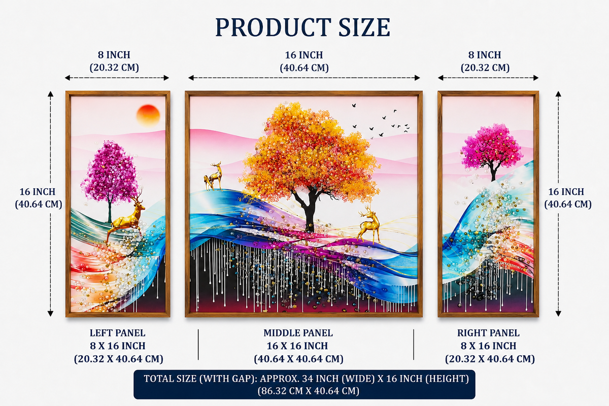 Abstract Tree Wall Art for Living Room set of 3