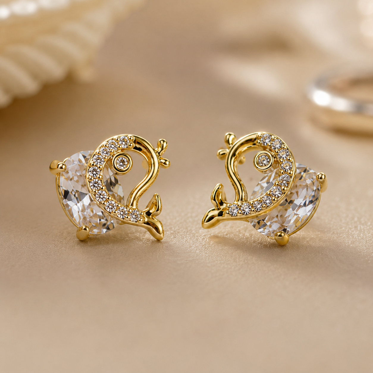 Elegant Gold Plated Swan Stud Earrings with AAA Cubic Zirconia Crystal | Lightweight Designer Earrings for Women & Girls