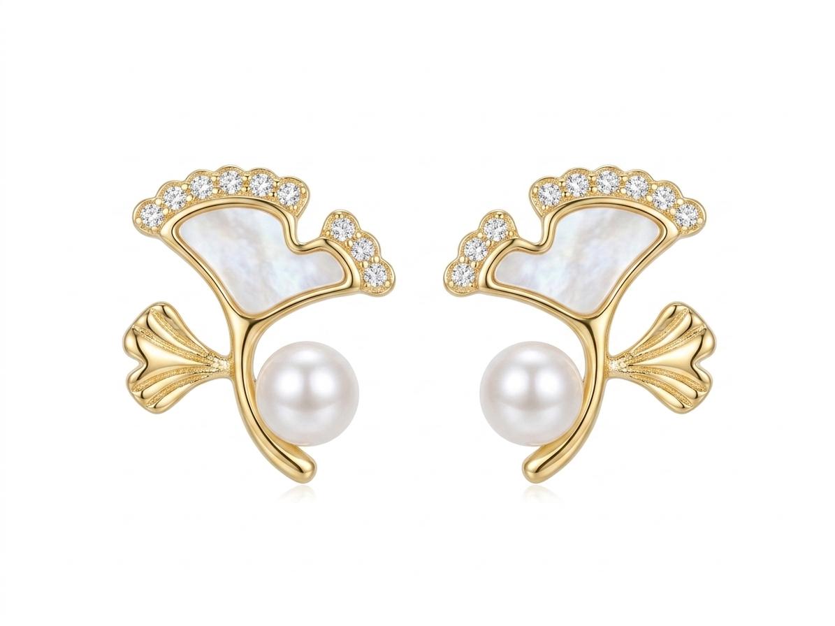 Golden Fan Motif Earrings tops