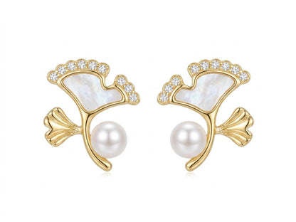 Golden Fan Motif Earrings tops