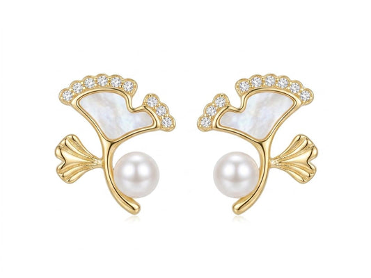 Golden Fan Motif Earrings tops