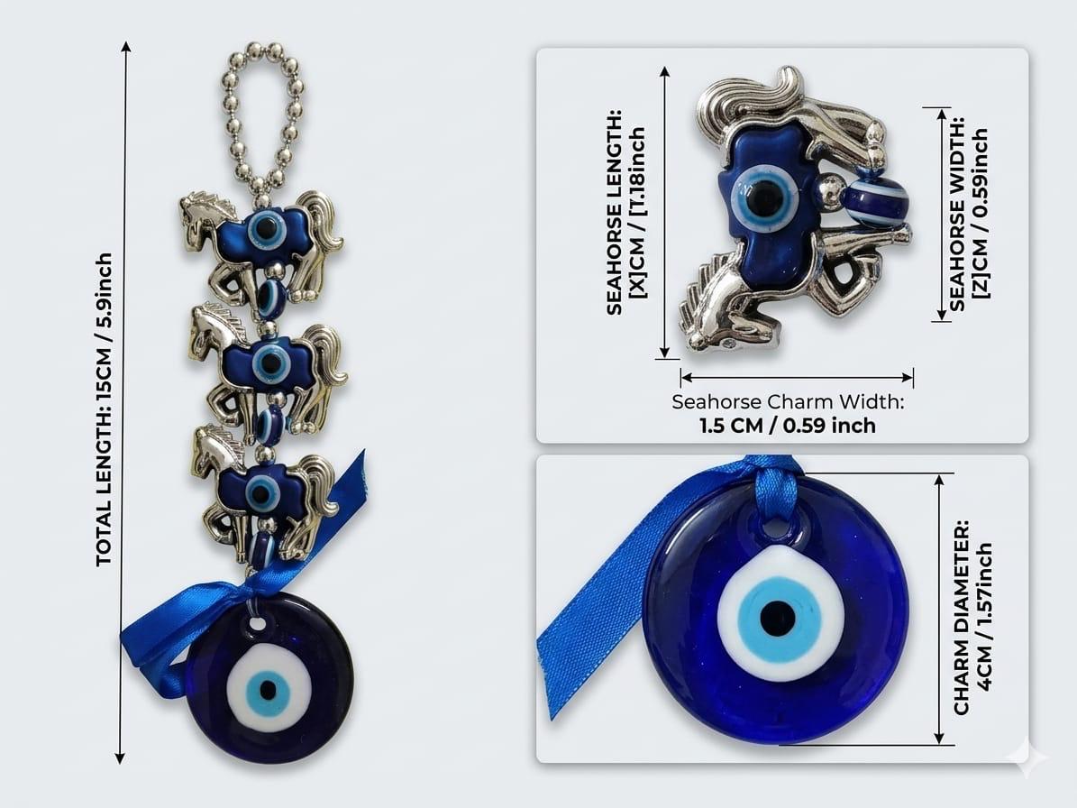 3 Horse Evil Eye Hanging Nazar Charm