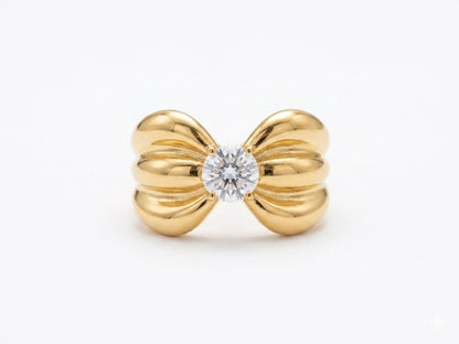 Luxury Gold Bow Ring for Women | Adjustable Statement Ring with Premium Cubic Zirconia Crystal | Elegant Fashion Ring for Girls | Minimalist Gift Jewelry