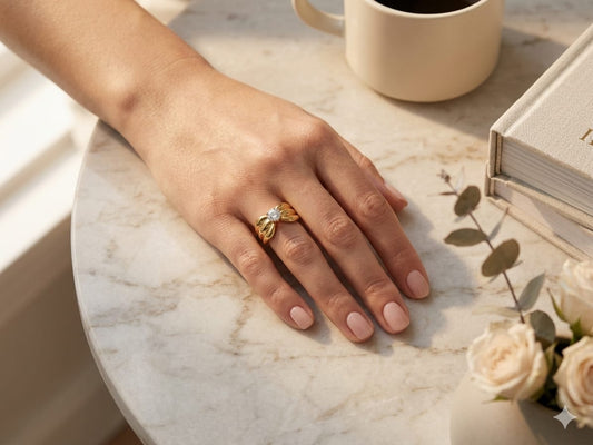Luxury Gold Bow Ring for Women | Adjustable Statement Ring with Premium Cubic Zirconia Crystal | Elegant Fashion Ring for Girls | Minimalist Gift Jewelry