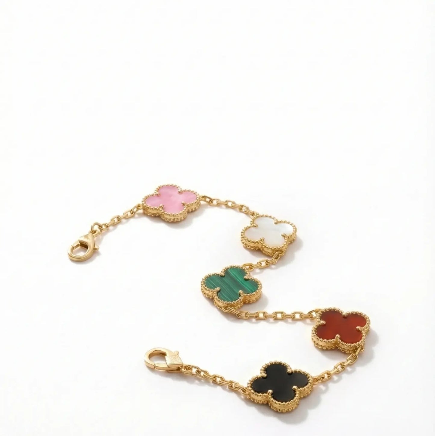 Luxury Clover Charm Bracelet for Women | Multicolor Gold Plated Lucky Clover Bracelet | Adjustable Designer Bracelet | Elegant Fashion Jewelry Gift for Girls