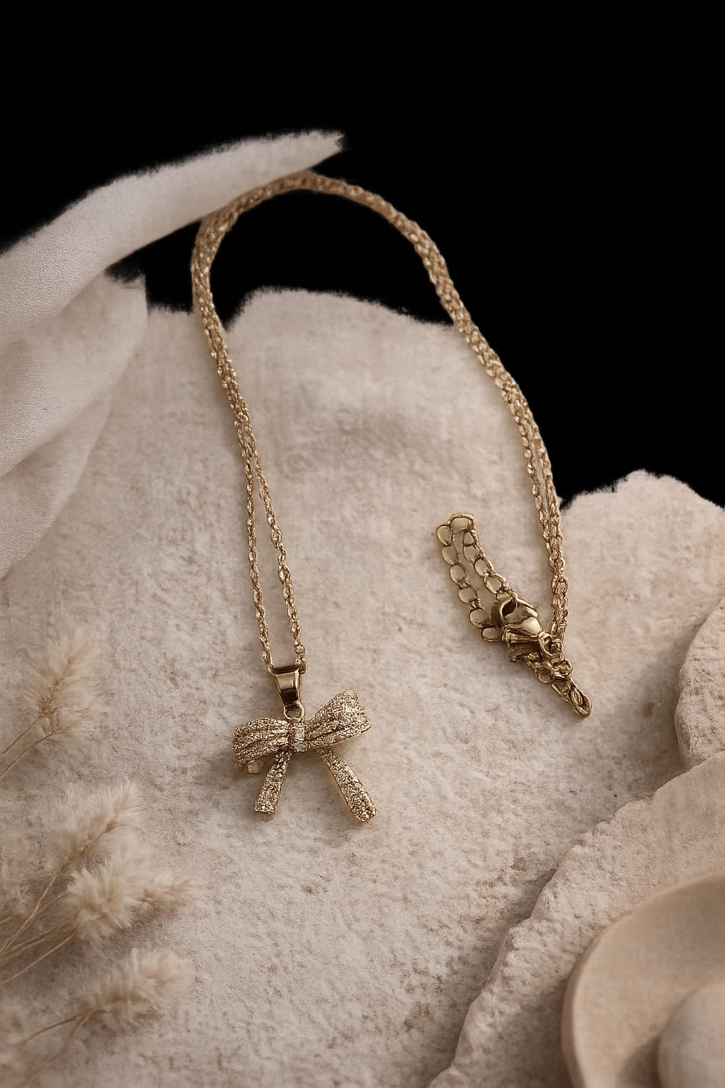 Luxury Gold Bow Pendant Necklace for Women | Gold Plated Ribbon Bow Necklace | Adjustable Minimalist Chain Necklace | Elegant Fashion Jewelry Gift for Girls