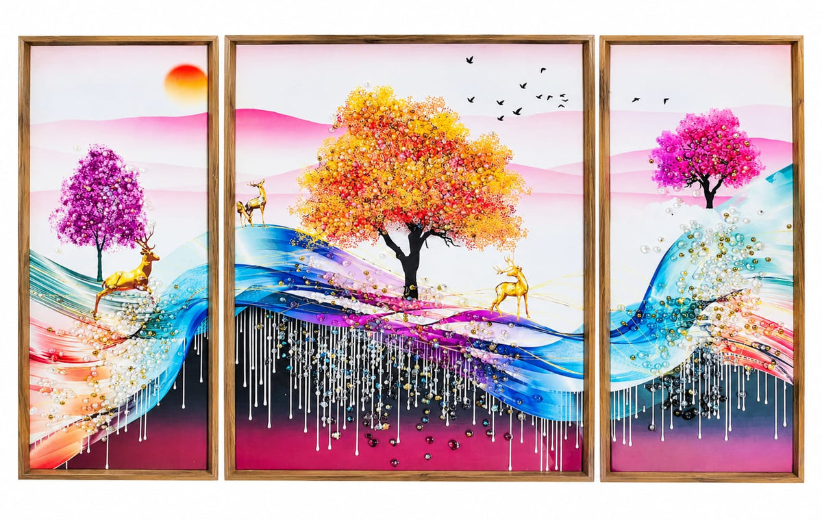 Abstract Tree Wall Art for Living Room set of 3