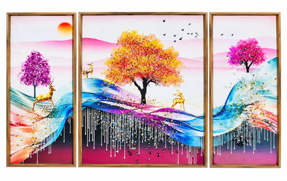 Abstract Tree Wall Art for Living Room set of 3