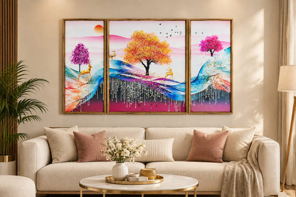 Abstract Tree Wall Art for Living Room set of 3