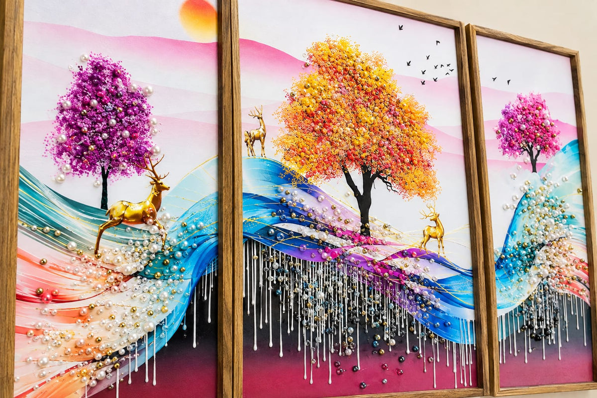 Abstract Tree Wall Art for Living Room set of 3