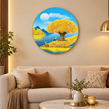 Golden Tree Lake Wall Art form painting