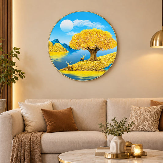 Golden Tree Lake Wall Art form painting