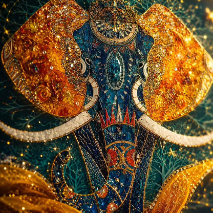 Elephant Wall Art Set of 3, Blue Gold Decorative Wall Painting (Elephant Wall Art Set of 3)